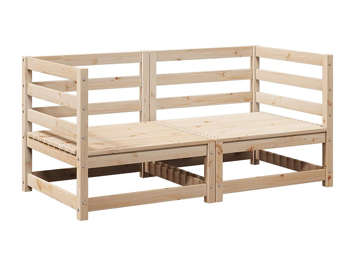 2 pcs conjunto de sofás para jardim madeira de pinho maciça