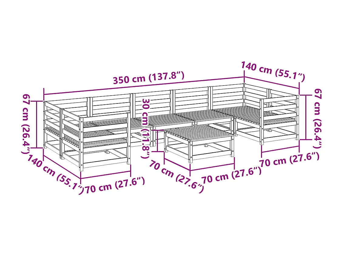 8-tlg. Garten-Sofagarnitur Massivholz Douglasie