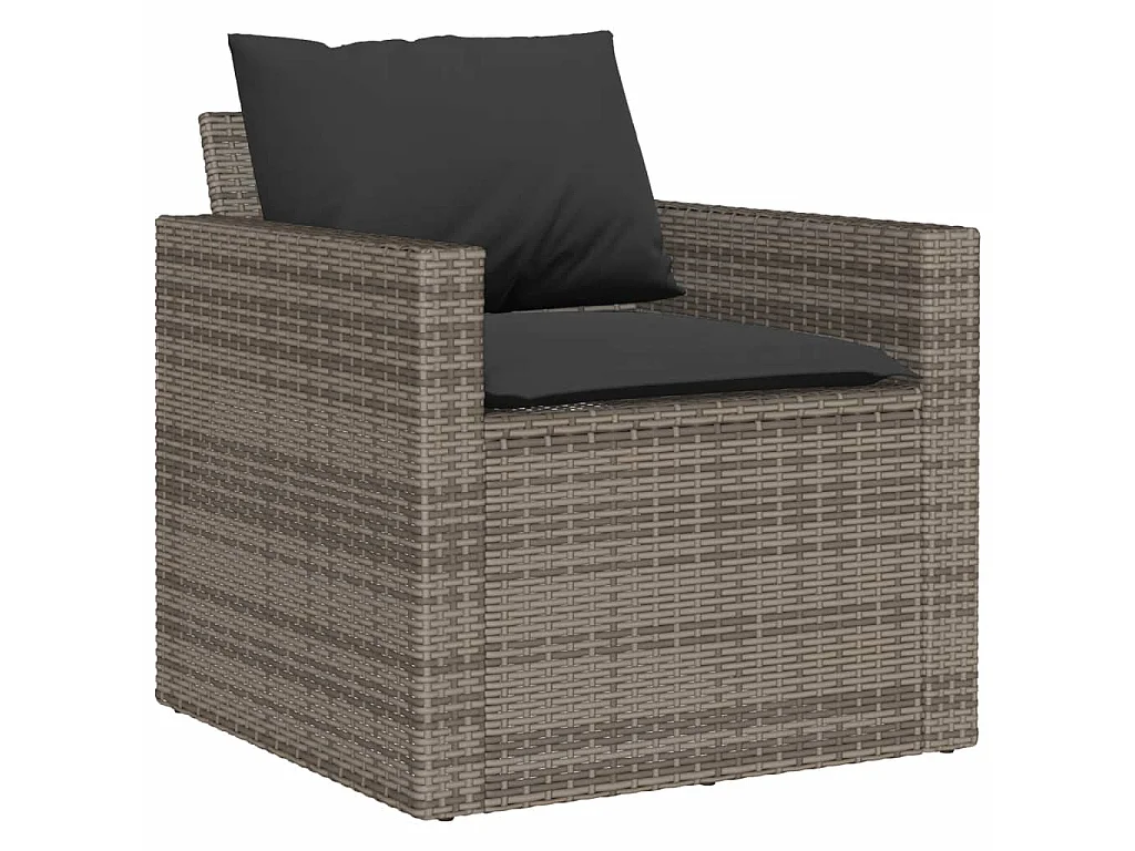 Set Divani da Giardino 4 pz con Cuscini in Polyrattan Grigio