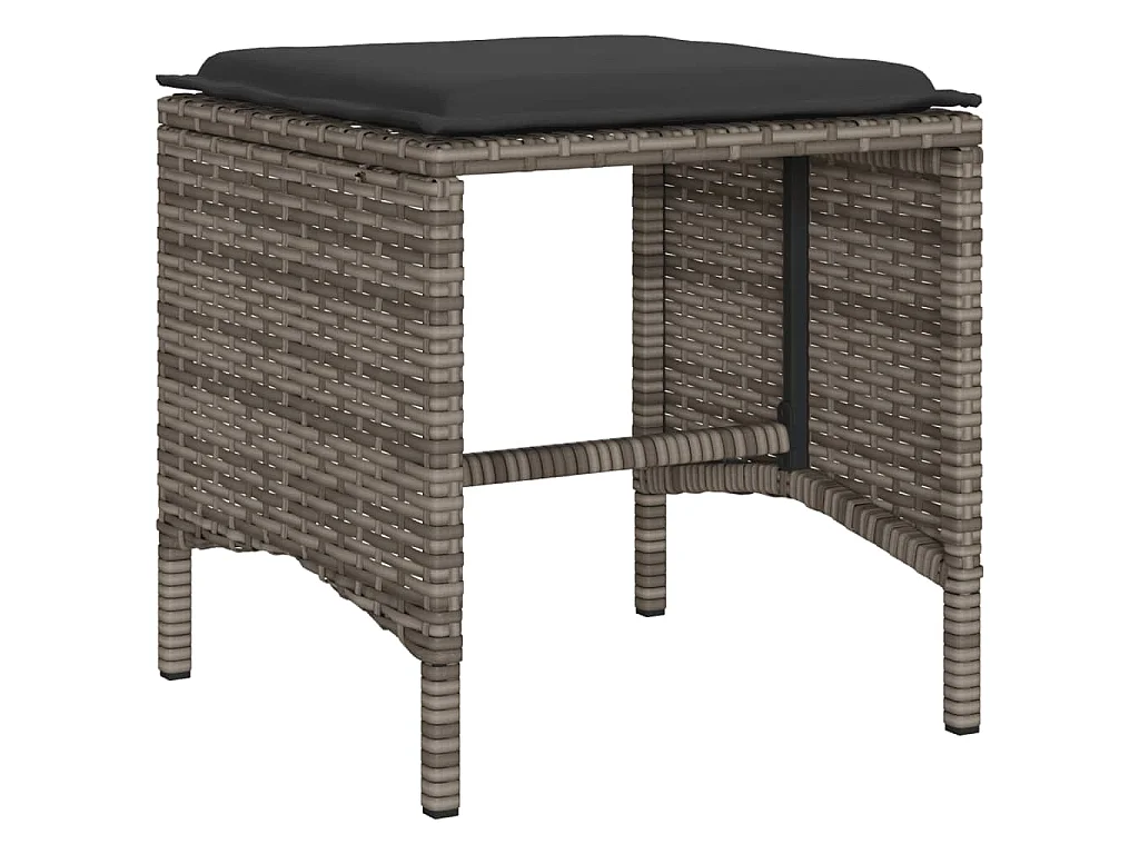 Set Divani da Giardino 4 pz con Cuscini in Polyrattan Grigio