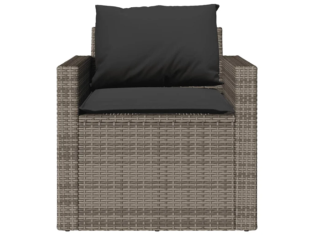 Set Divani da Giardino 4 pz con Cuscini in Polyrattan Grigio