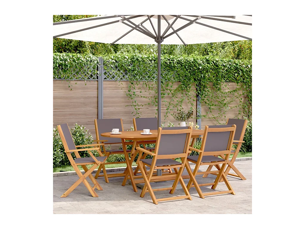 Chaises de jardin pliantes lot de 6 tissu et bois massif