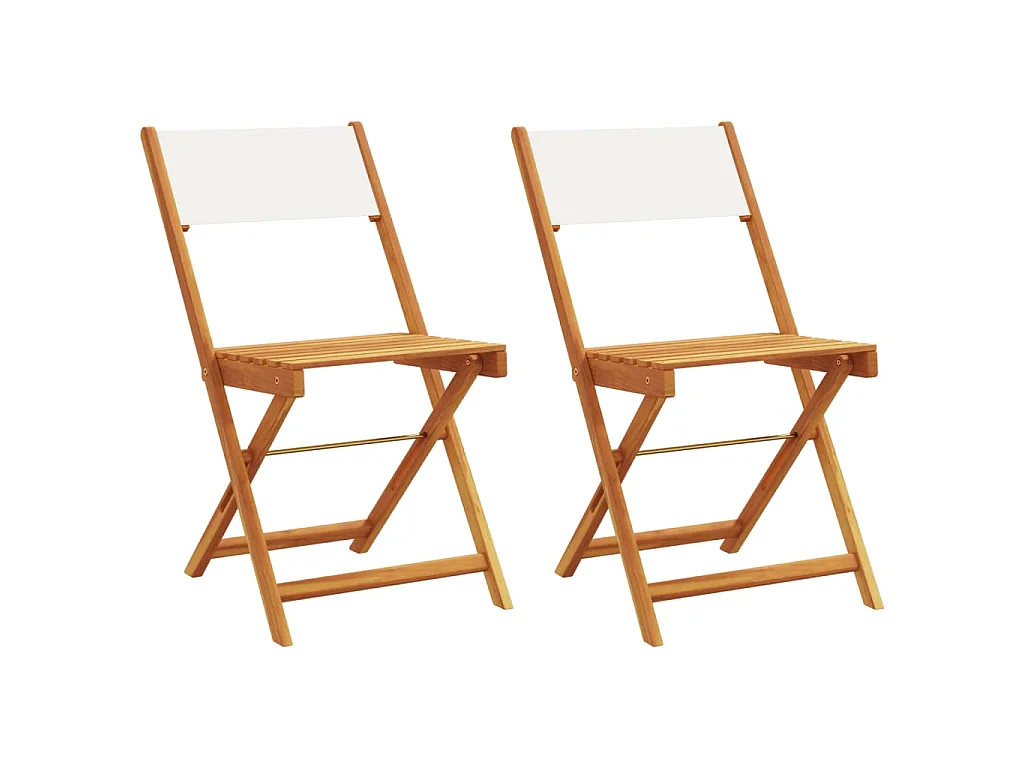 Sedie Bistrò 2pz Bianco Crema Legno Massello Acacia e Tessuto