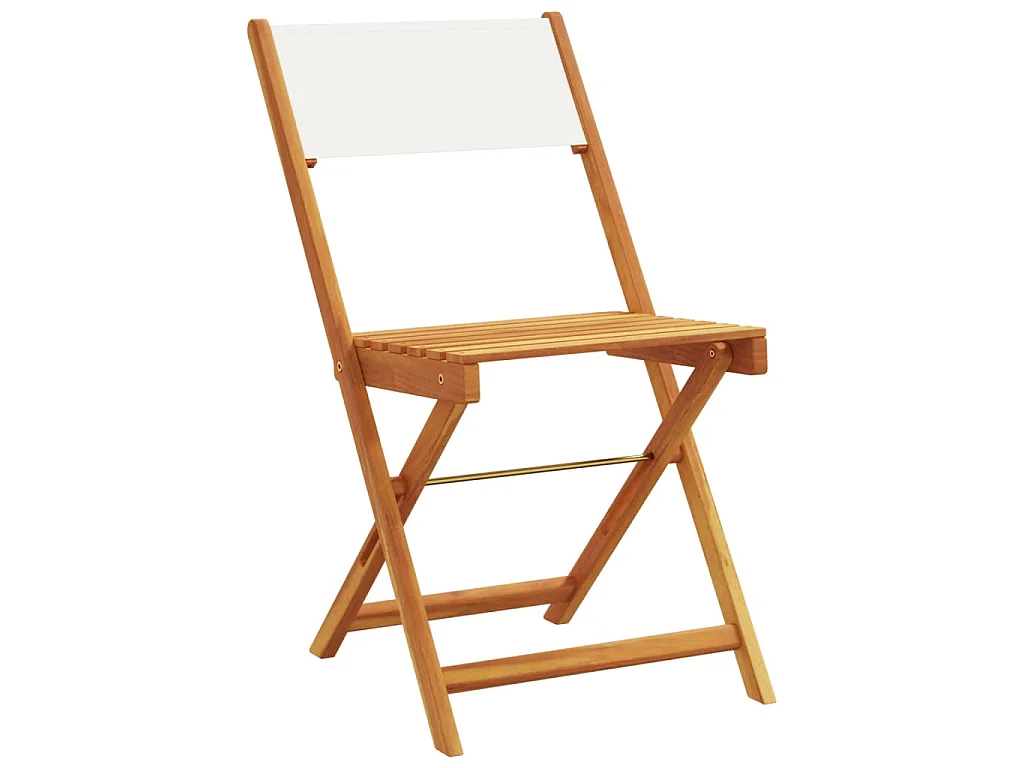 Sedie Bistrò 2pz Bianco Crema Legno Massello Acacia e Tessuto