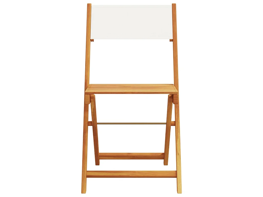 Sedie Bistrò 2pz Bianco Crema Legno Massello Acacia e Tessuto