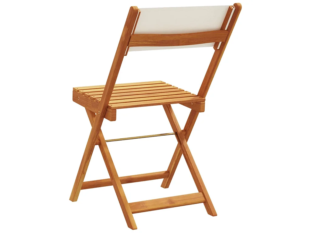 Sedie Bistrò 2pz Bianco Crema Legno Massello Acacia e Tessuto