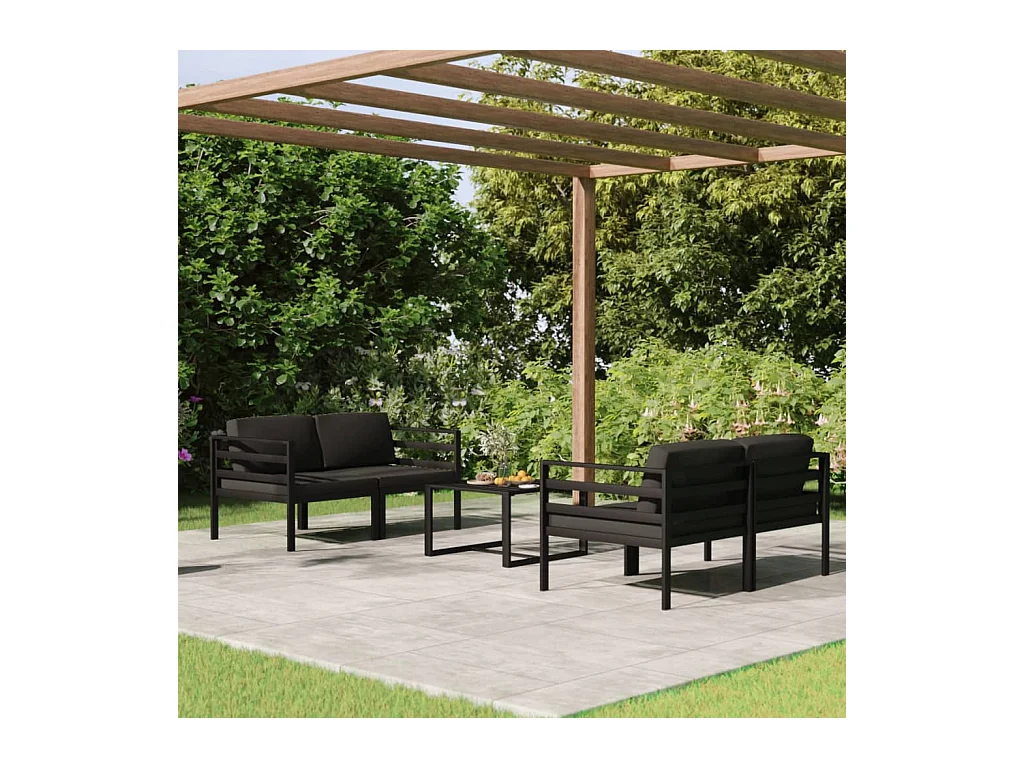 Salon de jardin 5 pcs avec coussins Aluminium Anthracite