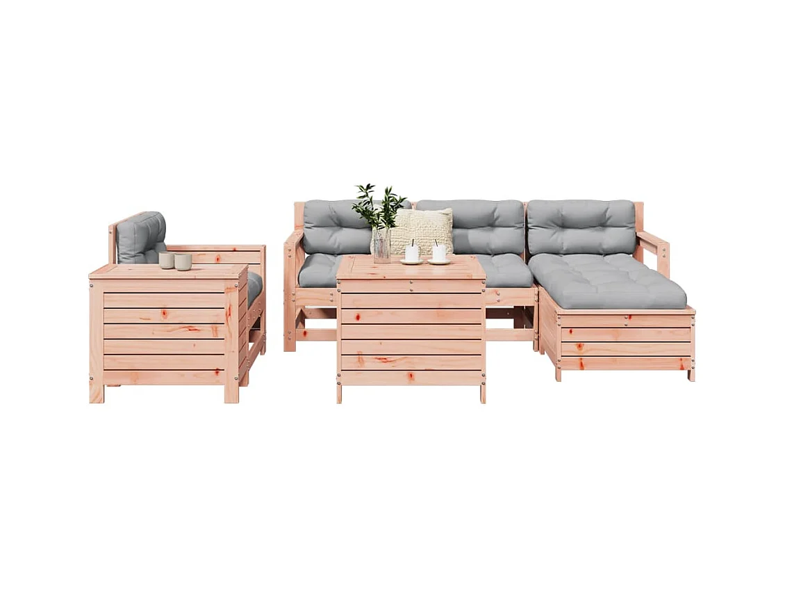 Set Divani da Giardino 7 pz in Legno Massello Abete Douglas