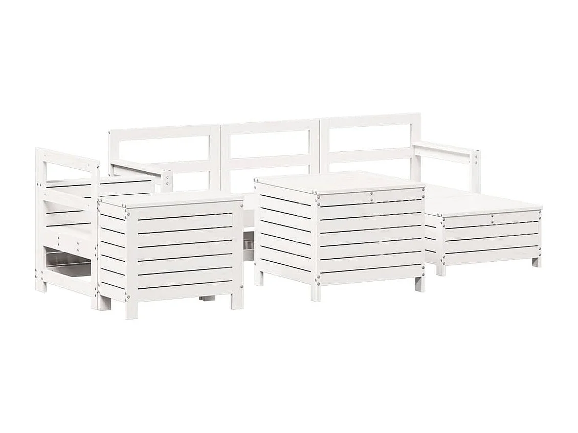 7 pcs conjunto de sofás para jardim pinho maciço branco