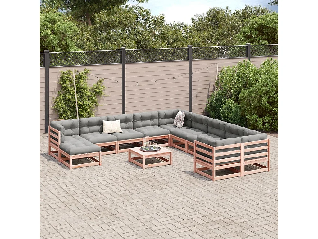 12 pcs conjunto sofás jardim madeira abeto-de-douglas