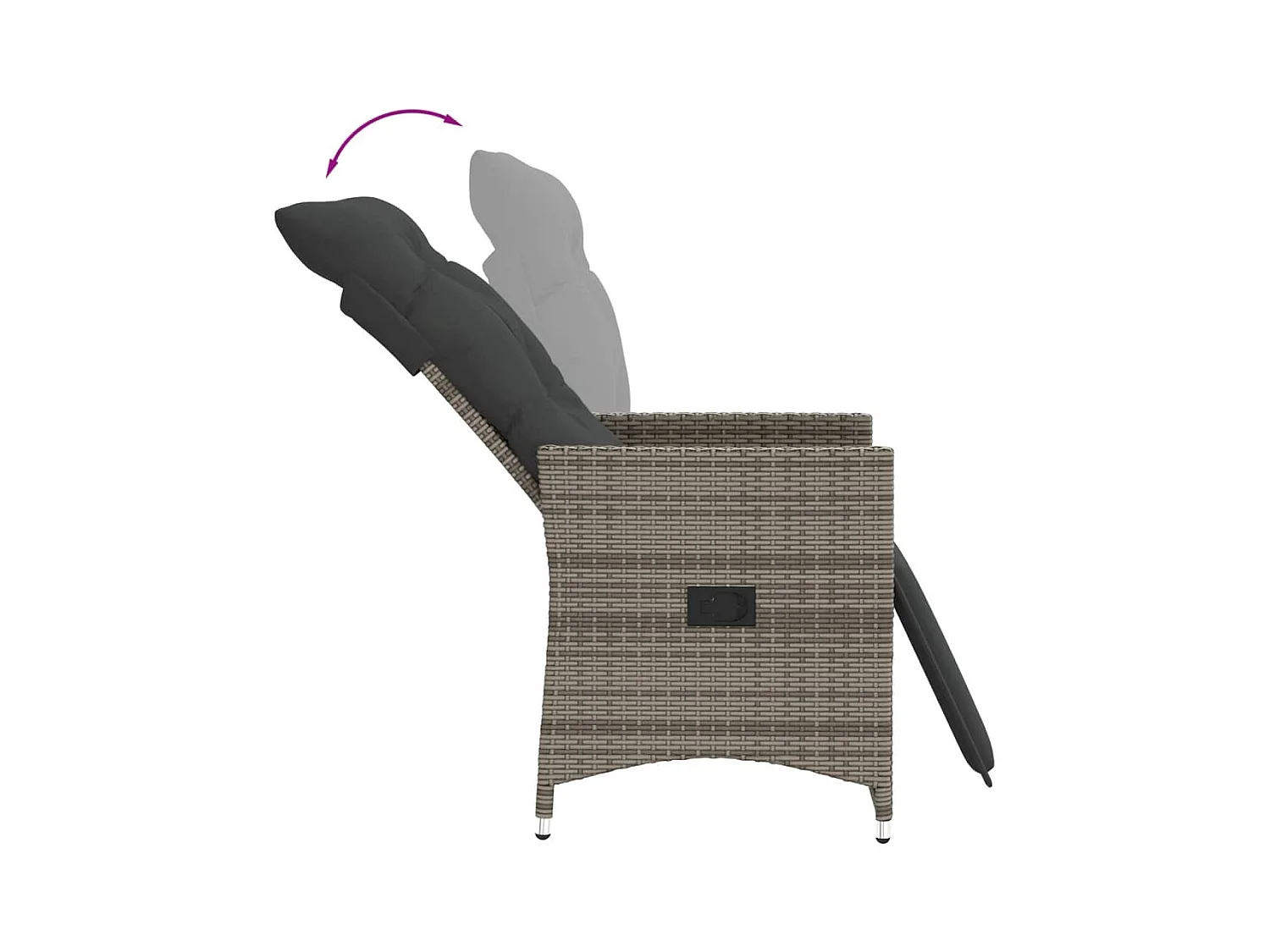 Chaise inclinable de jardin avec coussins gris résine tressée
