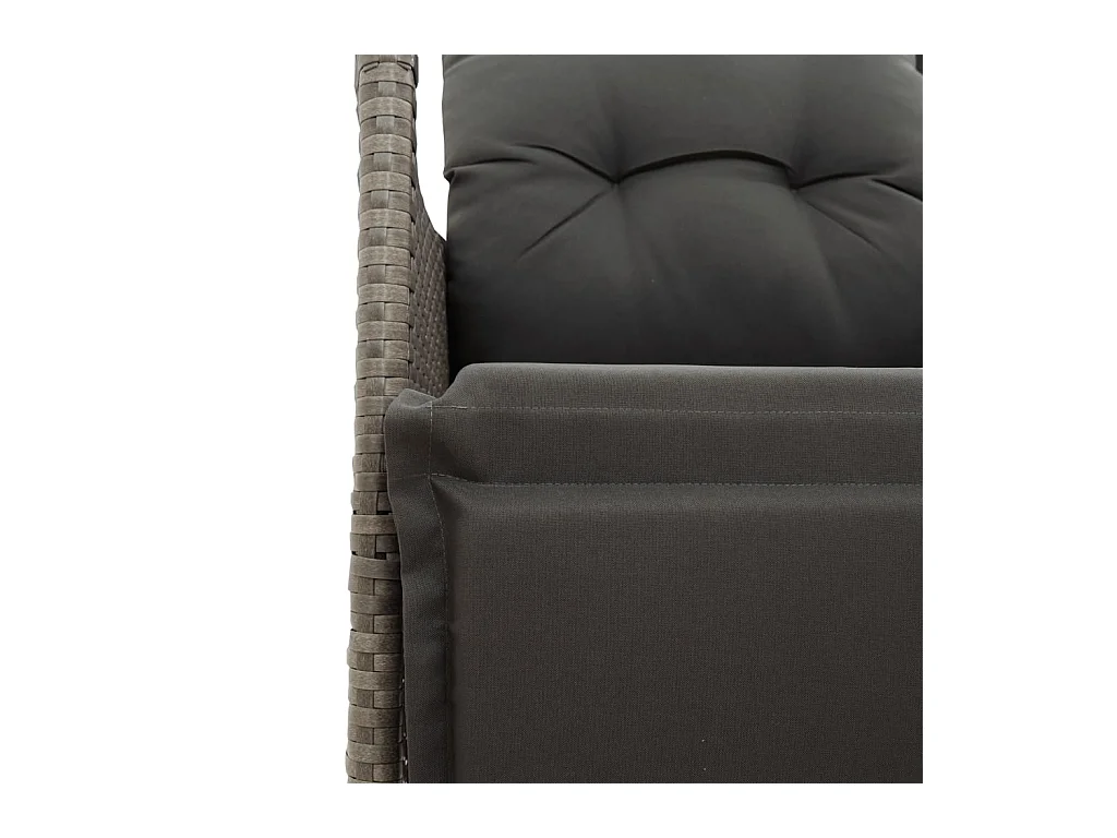 Chaise inclinable de jardin avec coussins gris résine tressée
