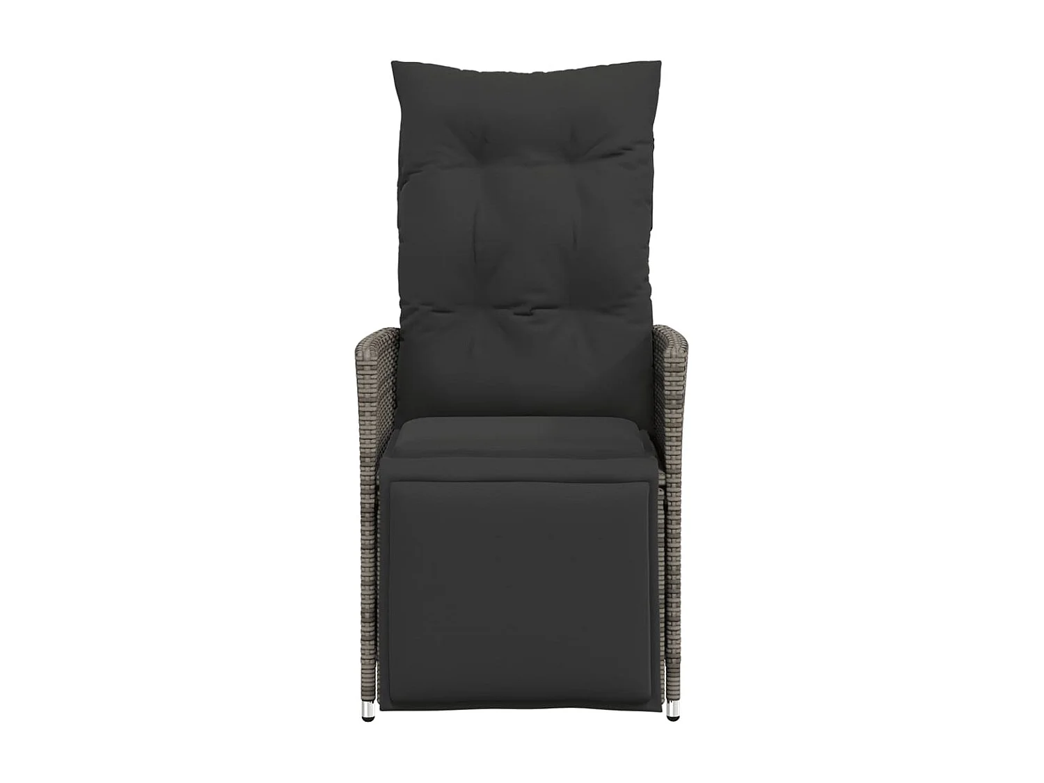 Chaise inclinable de jardin avec coussins gris résine tressée