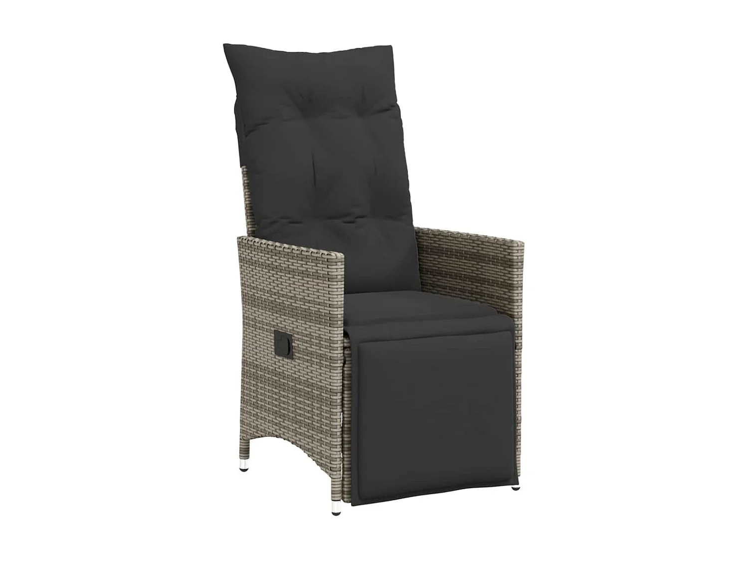 Gartensessel Verstellbar mit Kissen Grau Poly Rattan