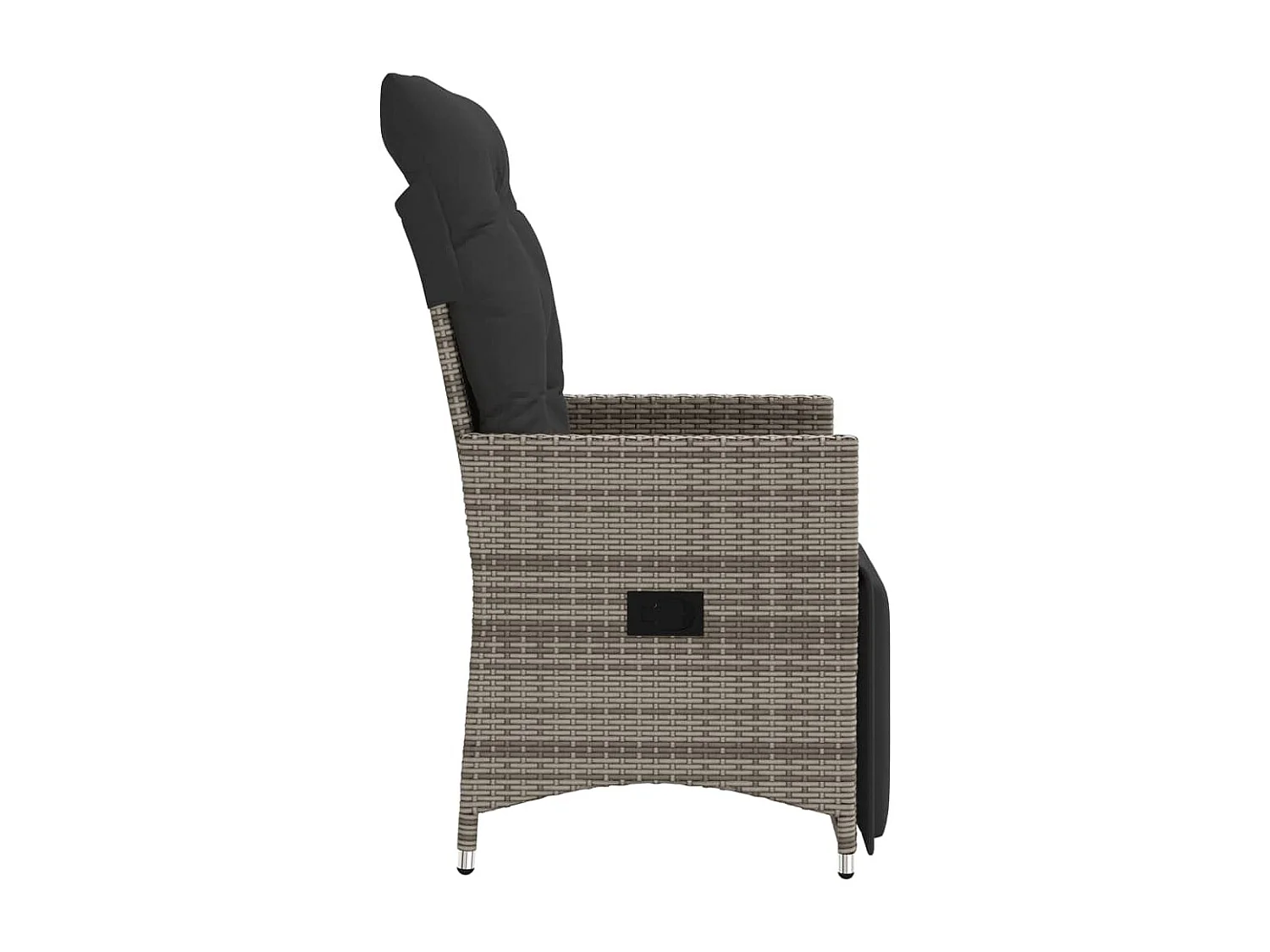 Gartensessel Verstellbar mit Kissen Grau Poly Rattan
