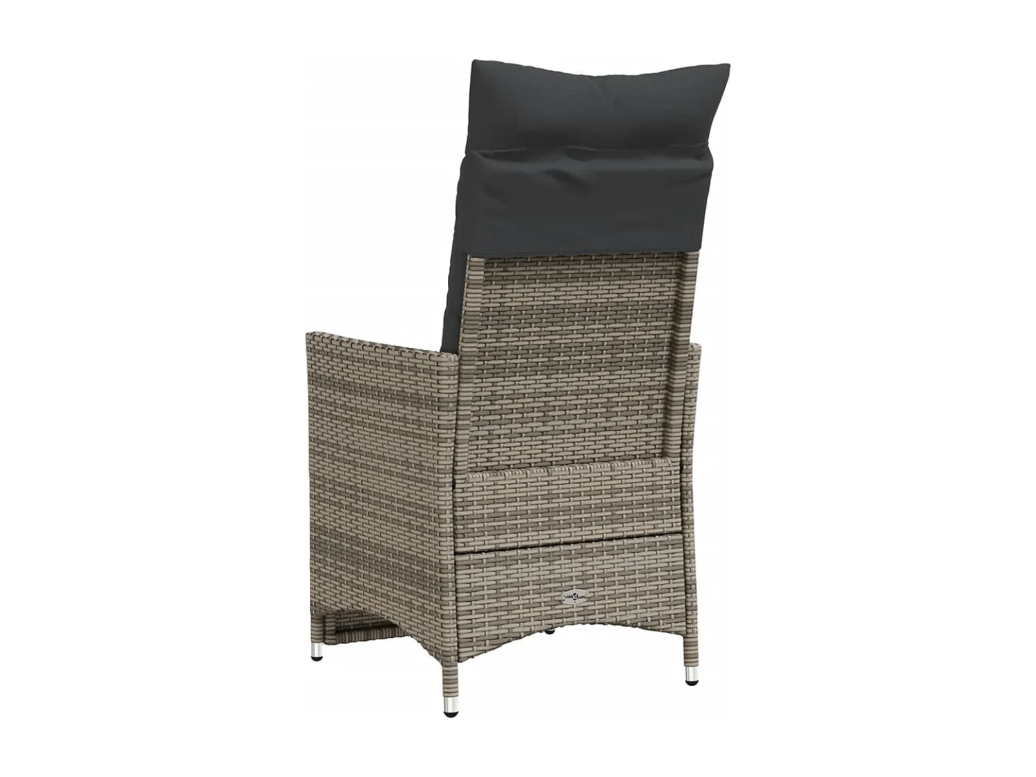 Gartensessel Verstellbar mit Kissen Grau Poly Rattan
