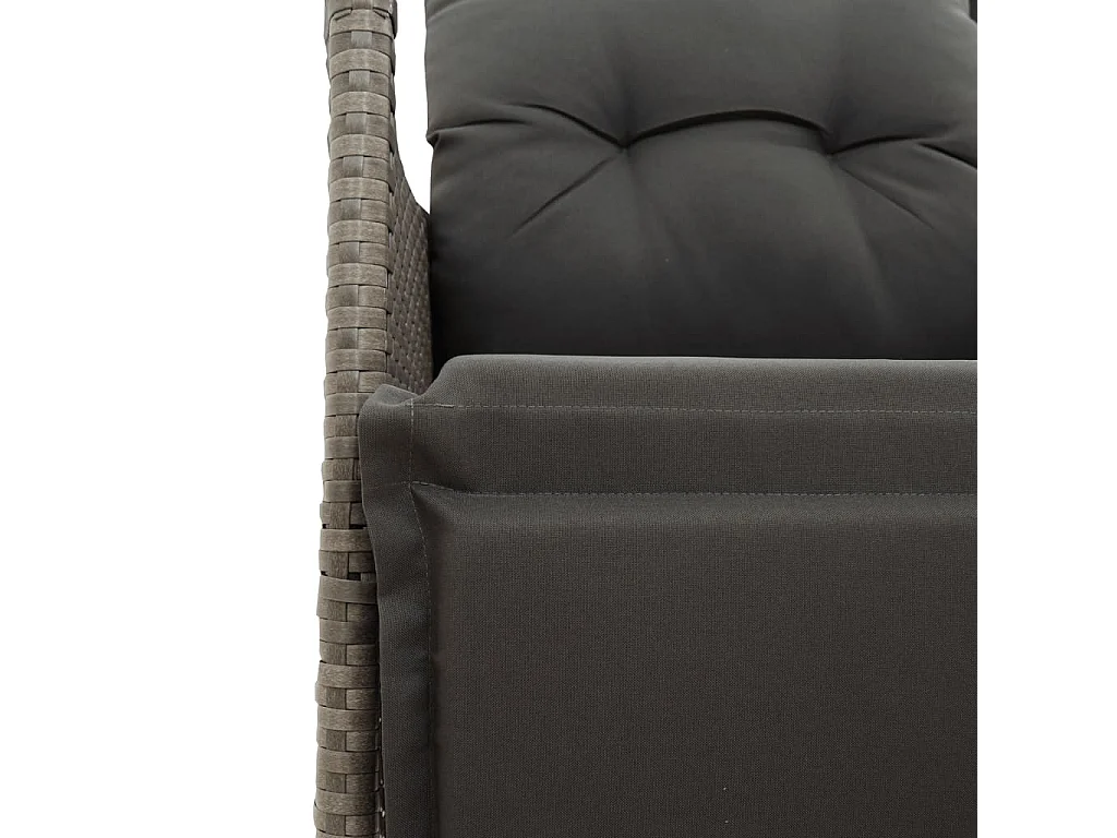 Gartensessel Verstellbar mit Kissen Grau Poly Rattan