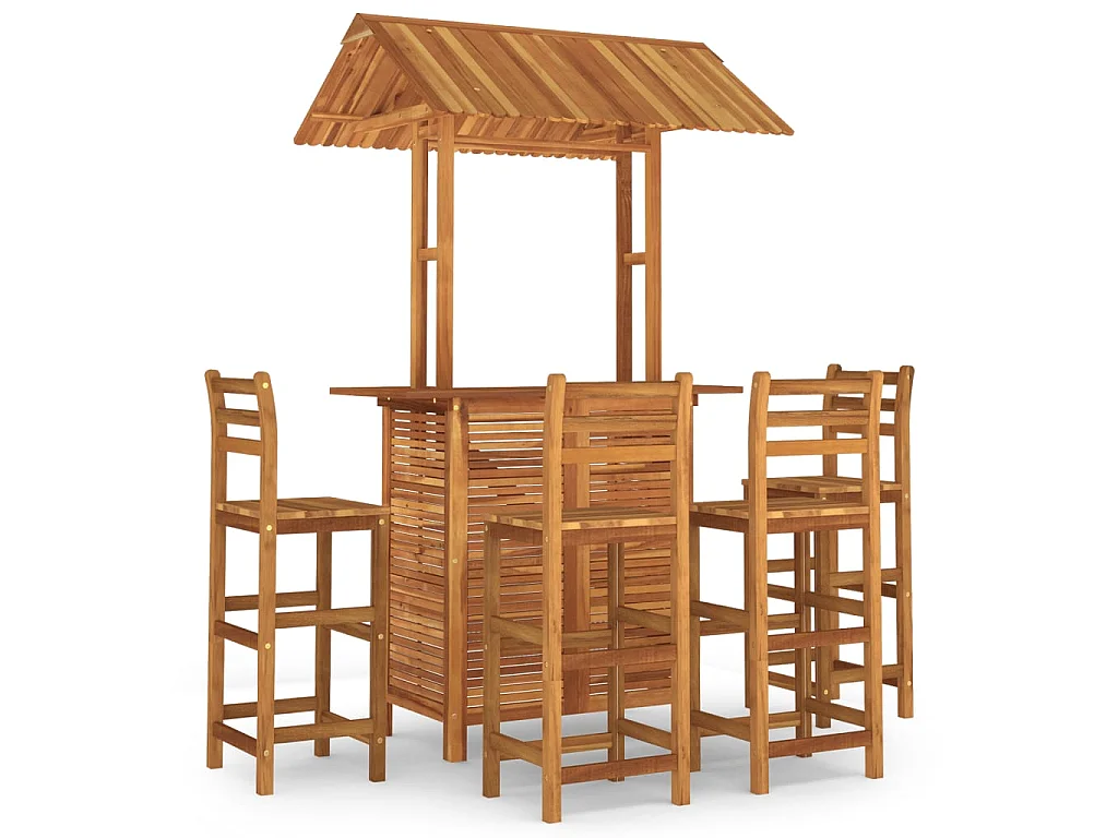 Set da Bar per Giardino 5 pz in Legno Massello di Acacia