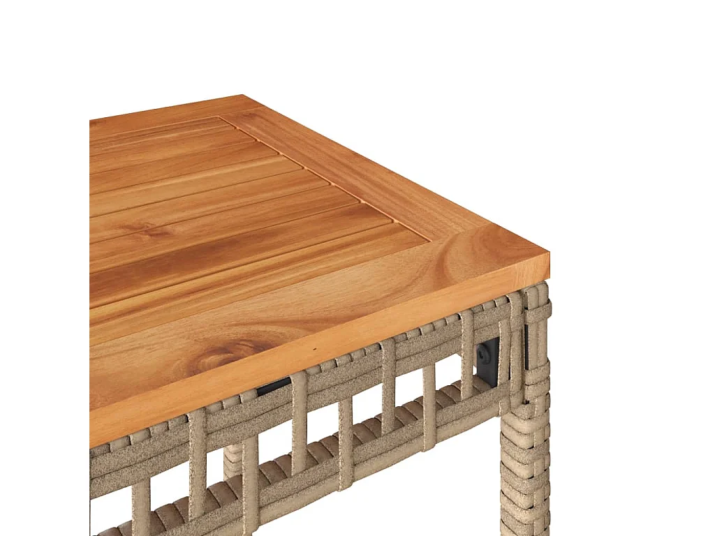 3-tlg. Bistro-Set mit Kissen Beige Poly Rattan Akazienholz