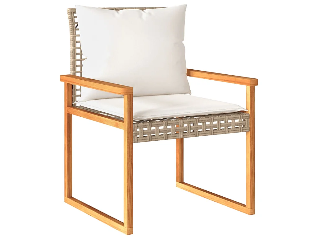 Ensemble de bistro et coussins 3 pcs mélange beige rotin acacia