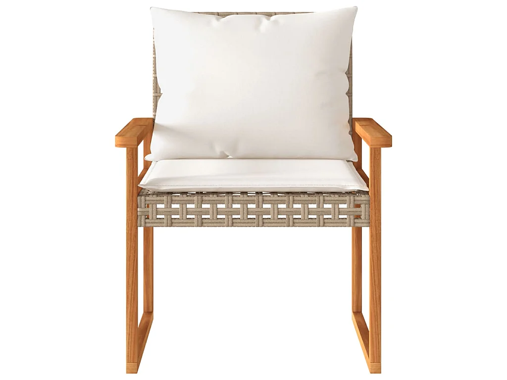 Ensemble de bistro et coussins 3 pcs mélange beige rotin acacia
