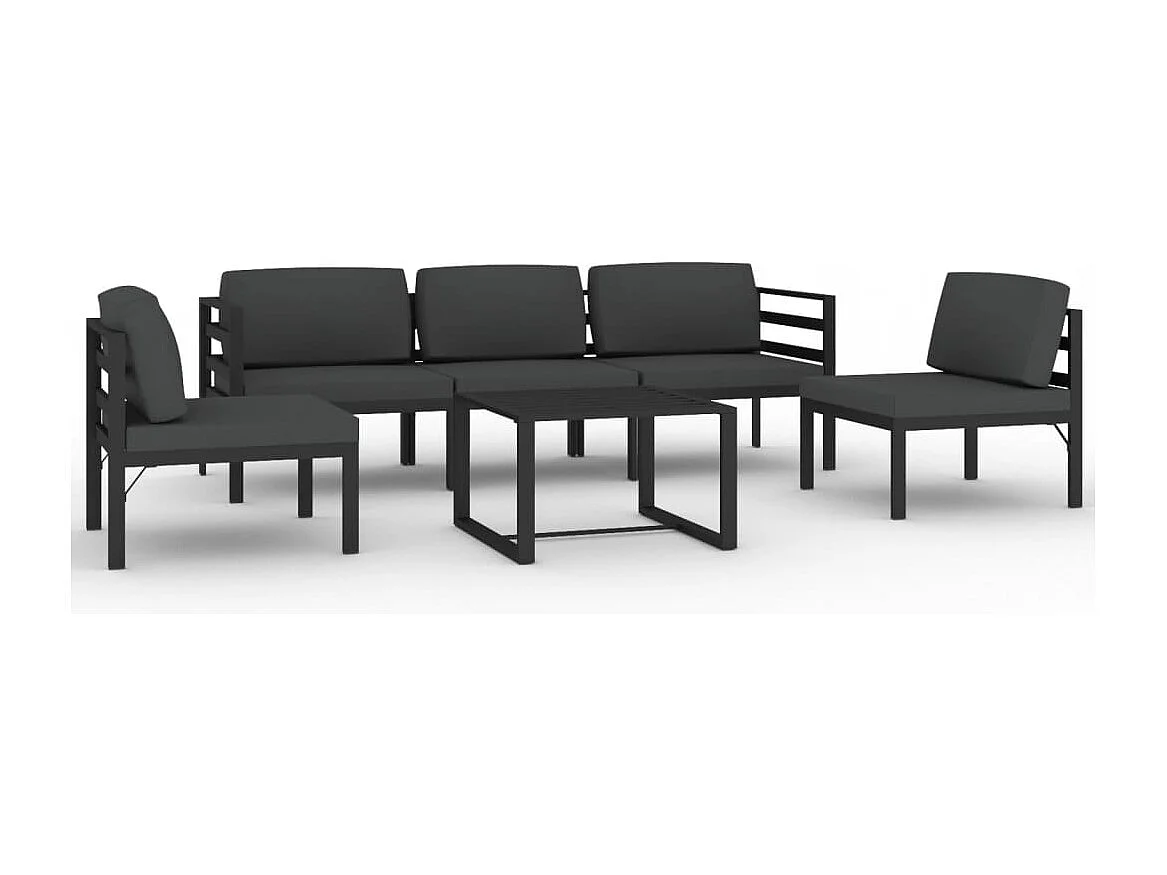 Set Divani da Giardino 6 pz con Cuscini in Alluminio Antracite