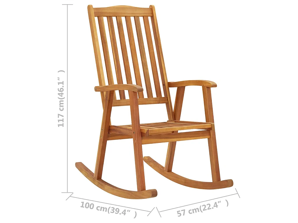 Silla mecedora con cojines madera maciza de acacia