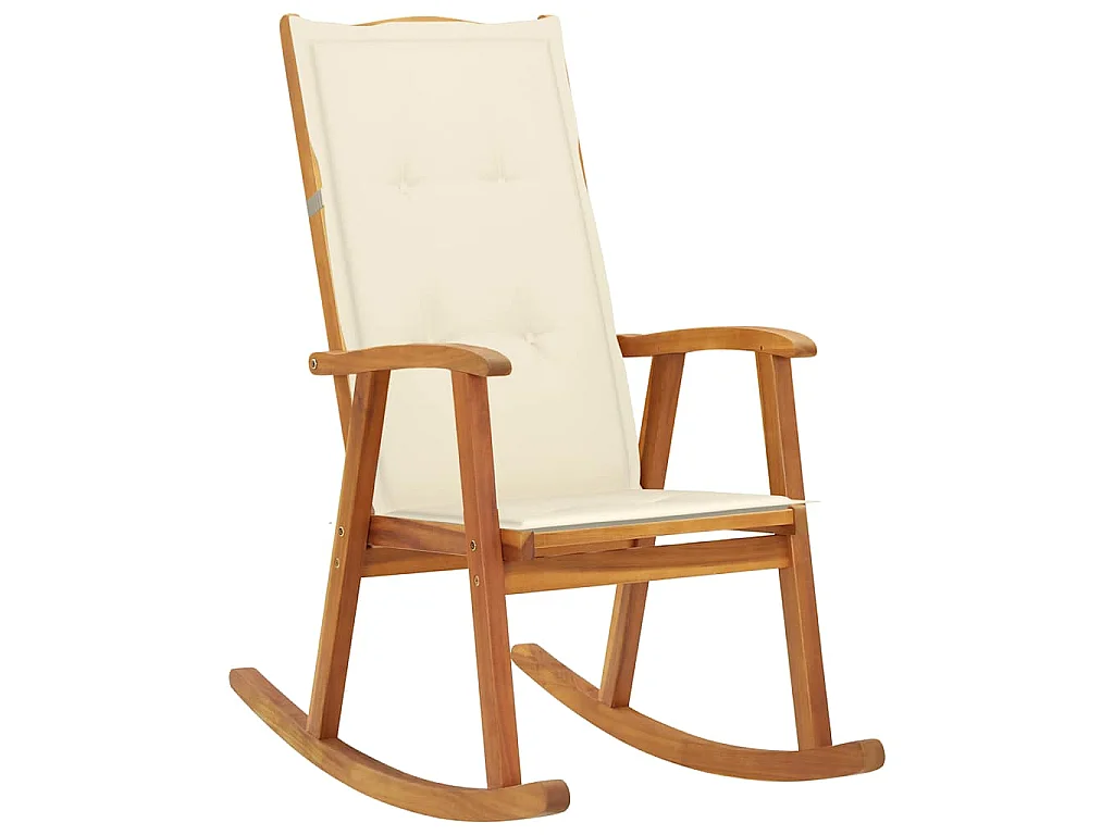 Silla mecedora con cojines madera maciza de acacia