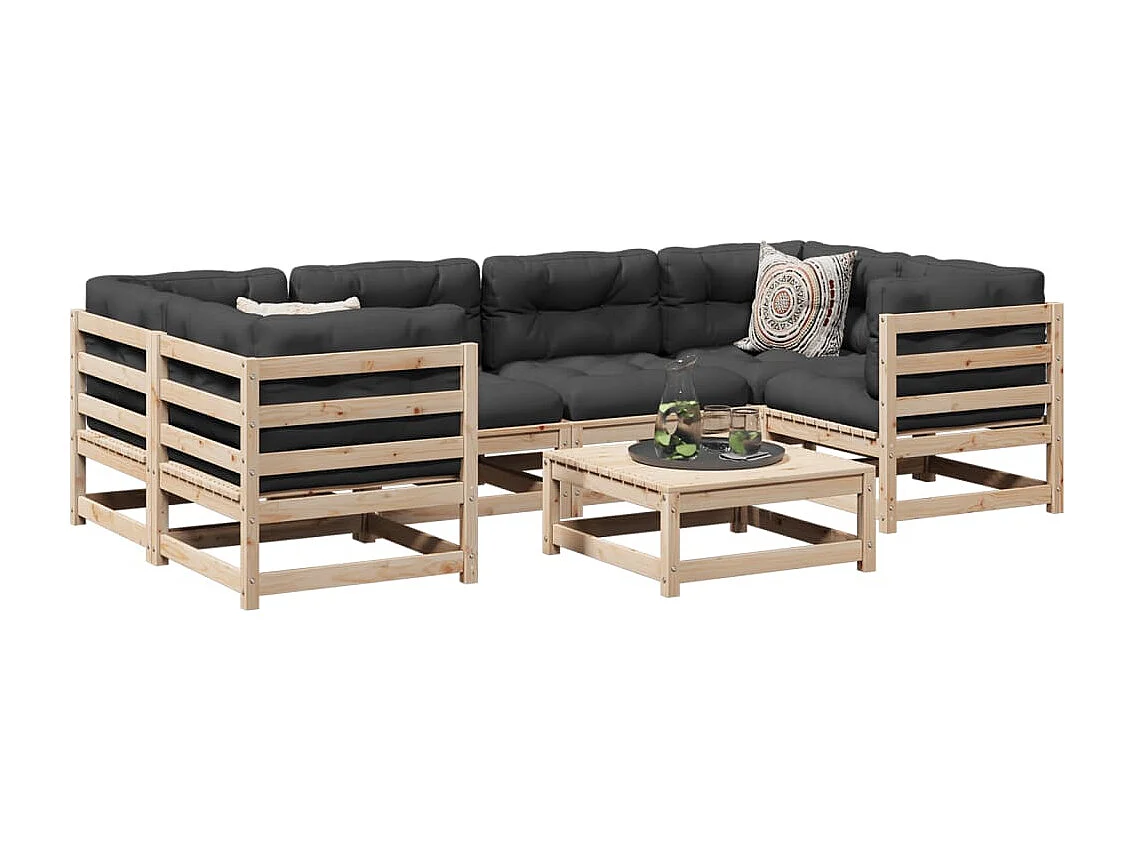 7-delige Loungeset massief grenenhout