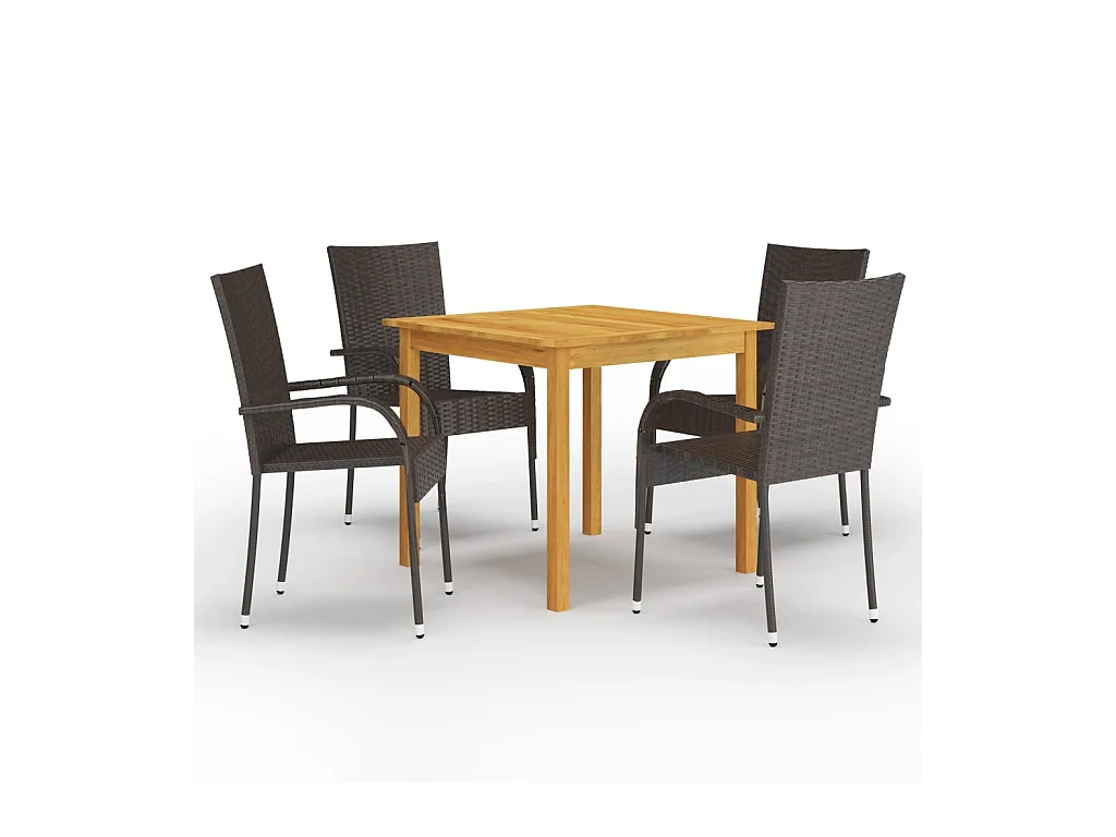 Ensemble à manger de jardin 5 pcs Marron