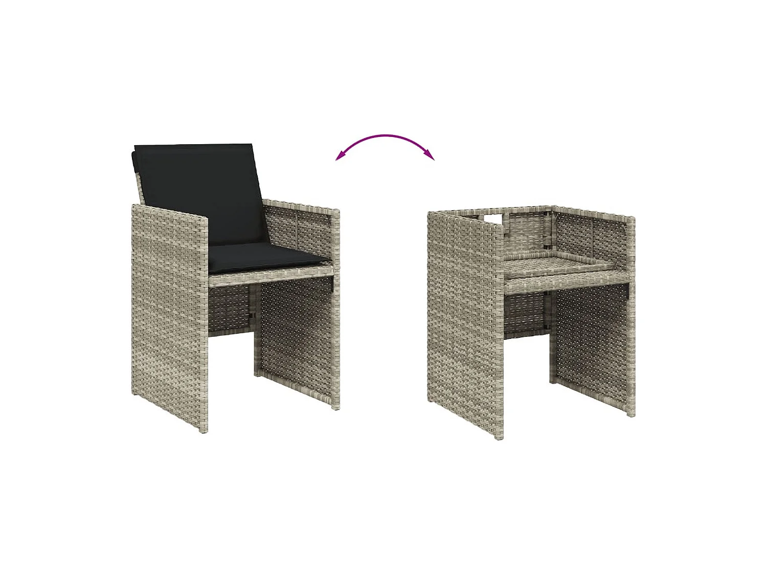 Set Pranzo da Giardino 5pz con Cuscini Grigio Chiaro Polyrattan