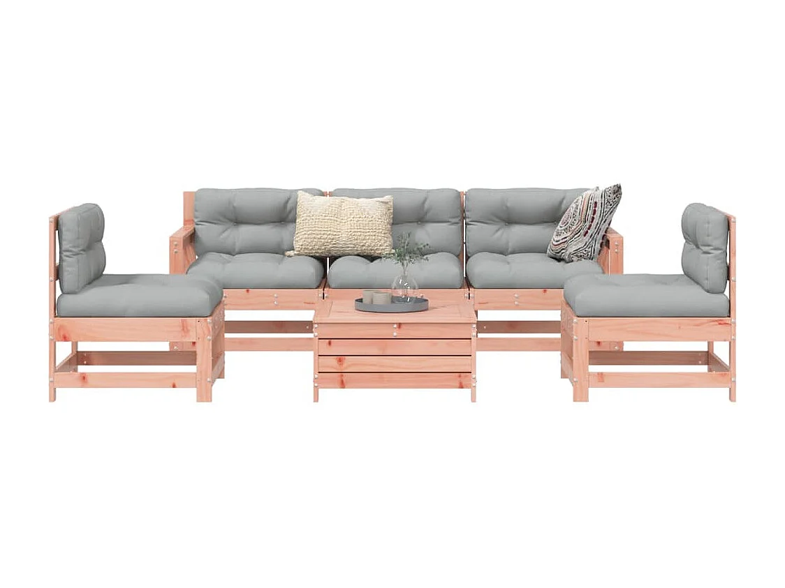 Salon de jardin 6 pcs bois massif sapin de douglas