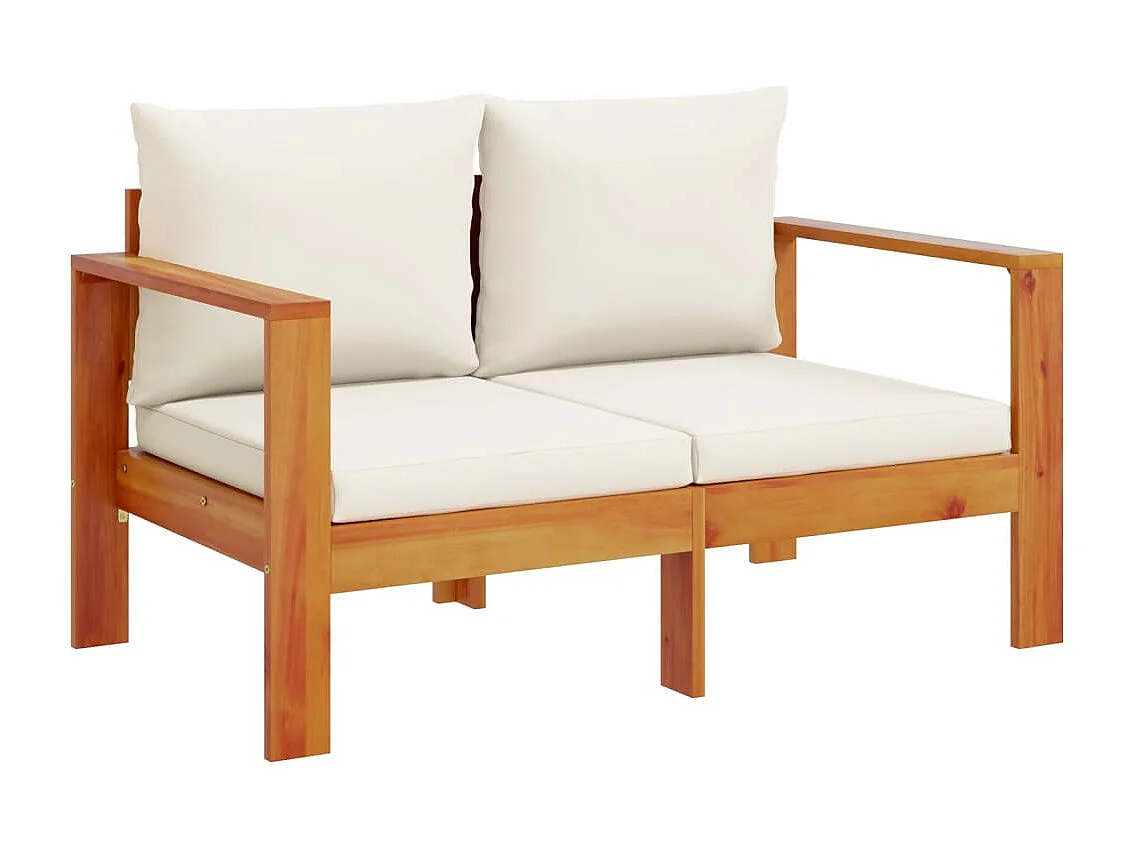 Set Divano da Giardino 3pz con Cuscini Legno Massello di Acacia