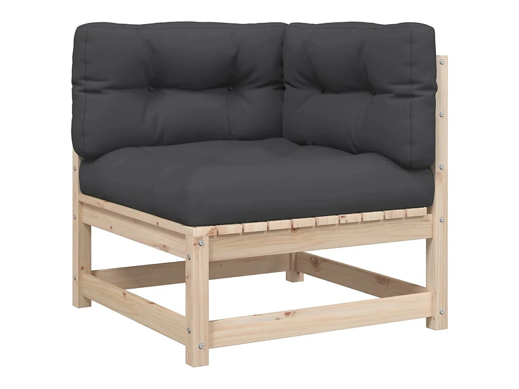 Salon de jardin 2 pcs avec coussins bois de pin massif