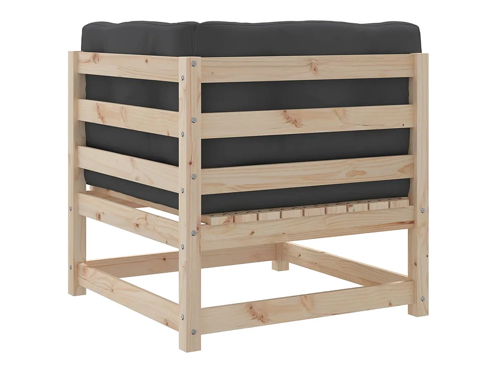 Salon de jardin 2 pcs avec coussins bois de pin massif