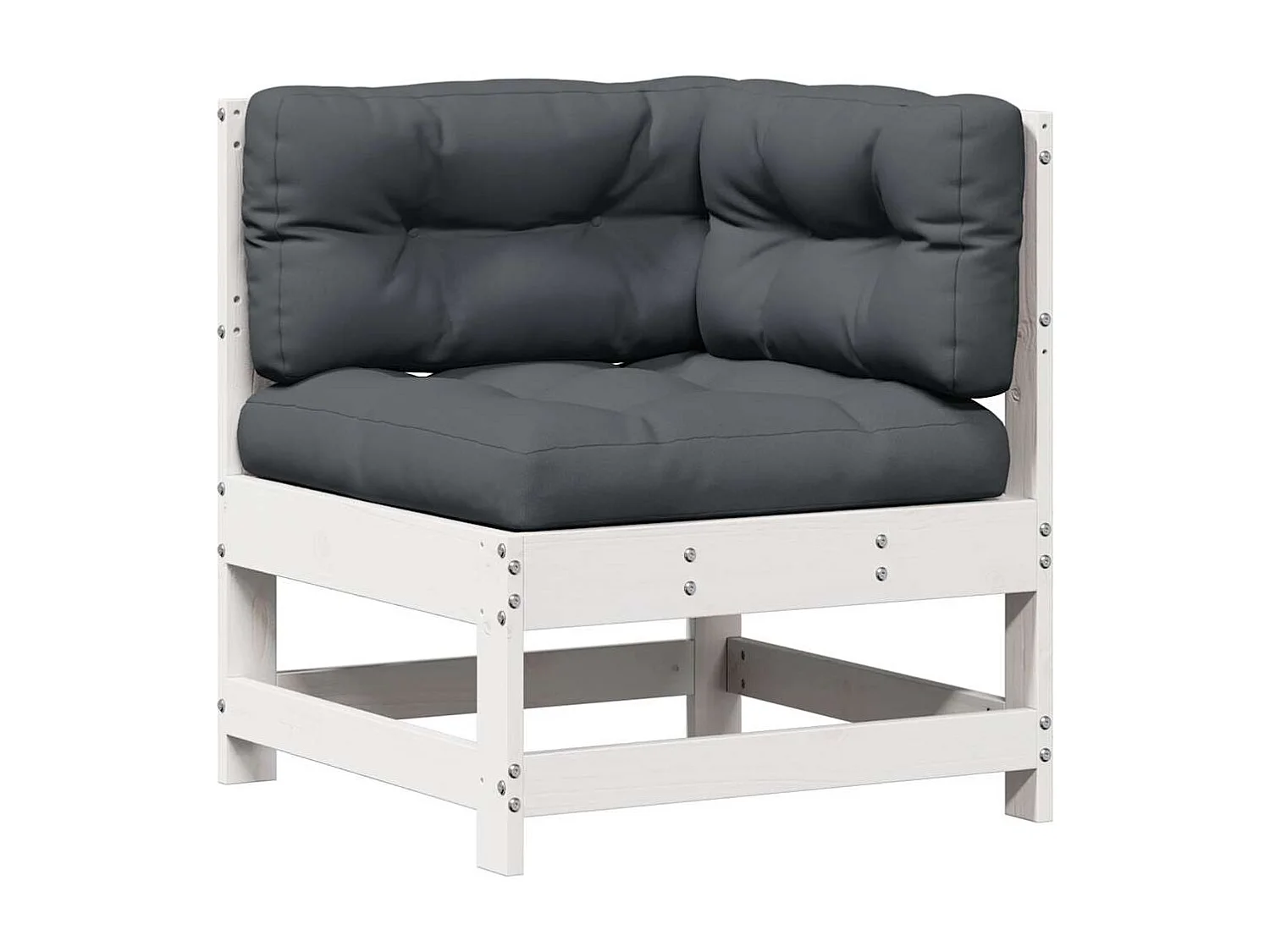 7-tlg. Garten-Lounge-Set mit Kissen Weiß Massivholz Kiefer