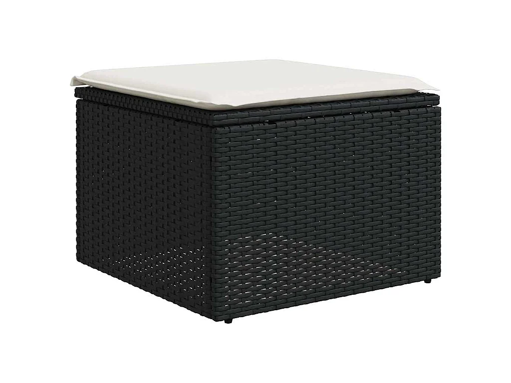 Salon de jardin 8 pcs avec coussins noir résine tressée