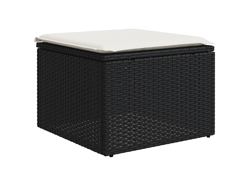 Salon de jardin 8 pcs avec coussins noir résine tressée