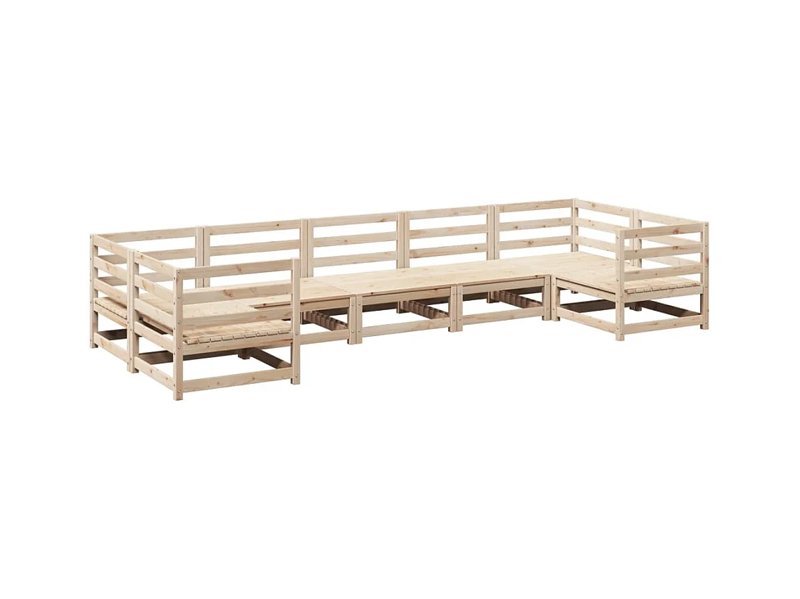 Set Divani da Giardino 7 pz in Legno Massello di Pino