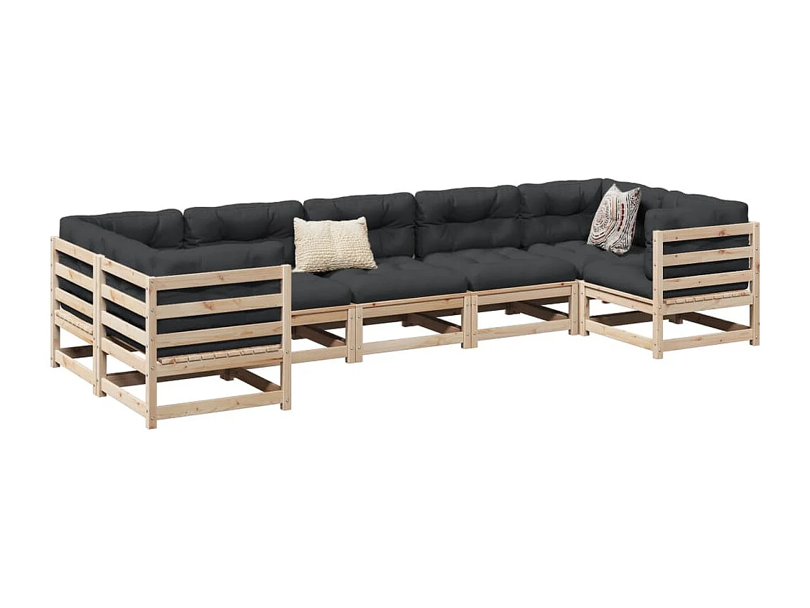 7-tlg. Garten-Sofagarnitur Massivholz Kiefer