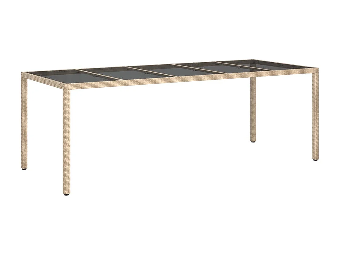 Ensemble à manger de jardin et coussins 11pcs beige rotin verre