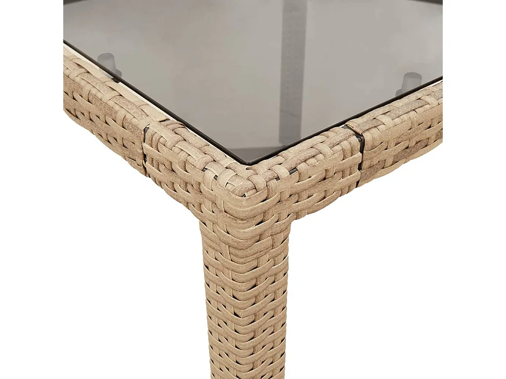 Ensemble à manger de jardin et coussins 11pcs beige rotin verre
