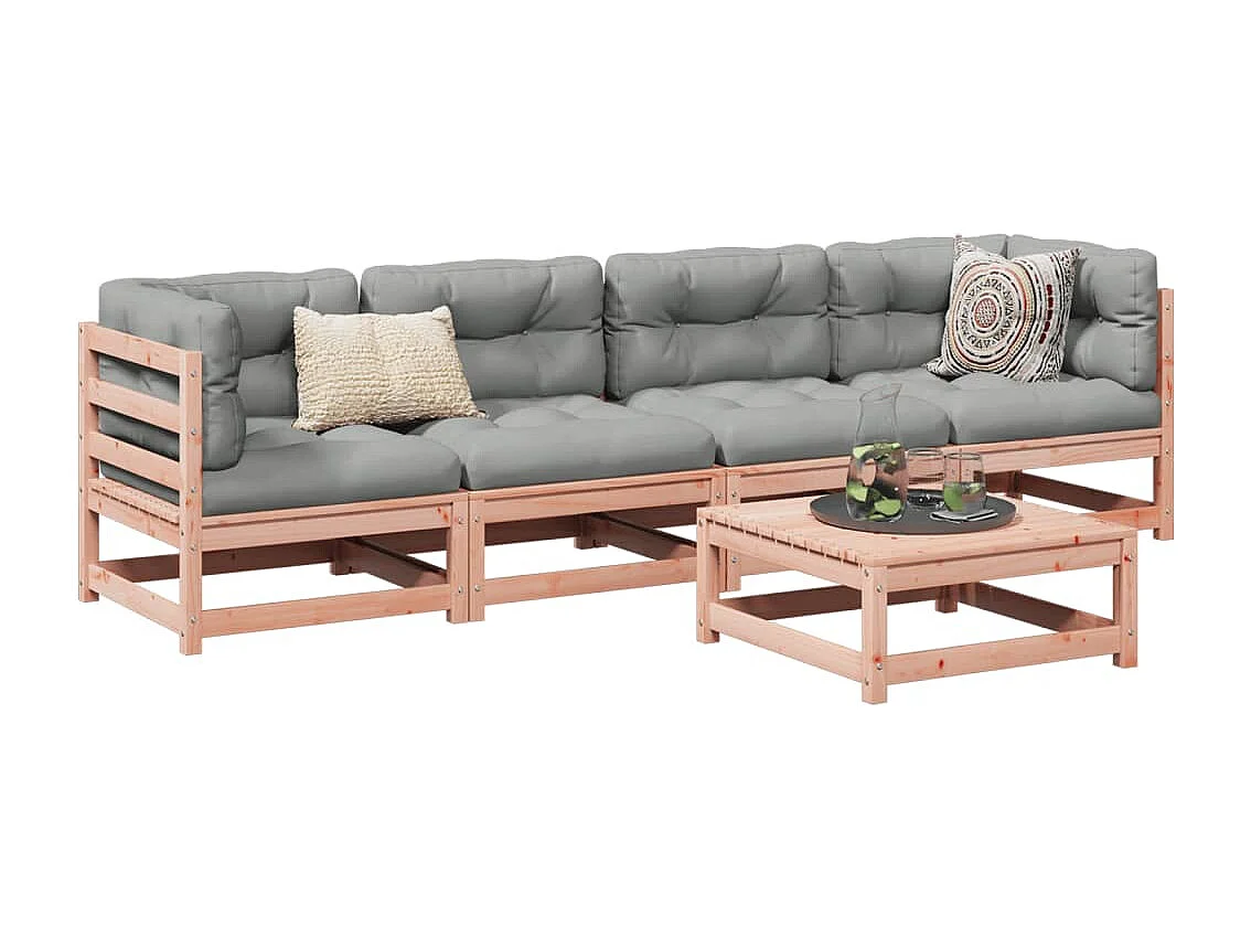 Salon de jardin 5 pcs bois massif sapin de douglas