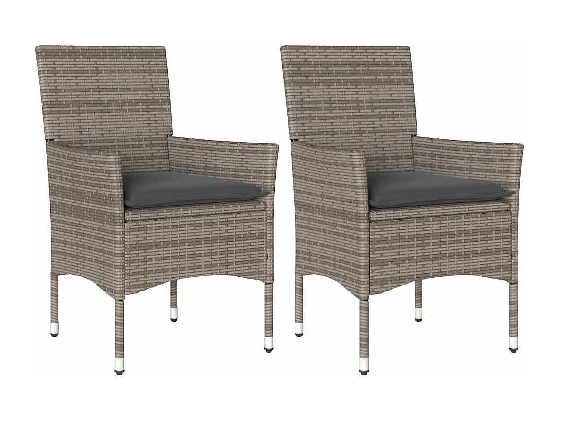 Tuinstoelen 2 st met kussens poly rattan grijs
