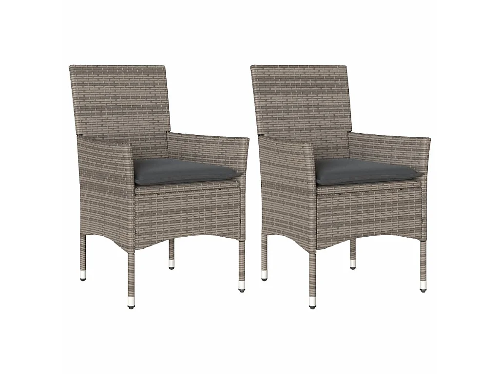 Gartenstühle mit Kissen 2 Stk. Grau Poly Rattan