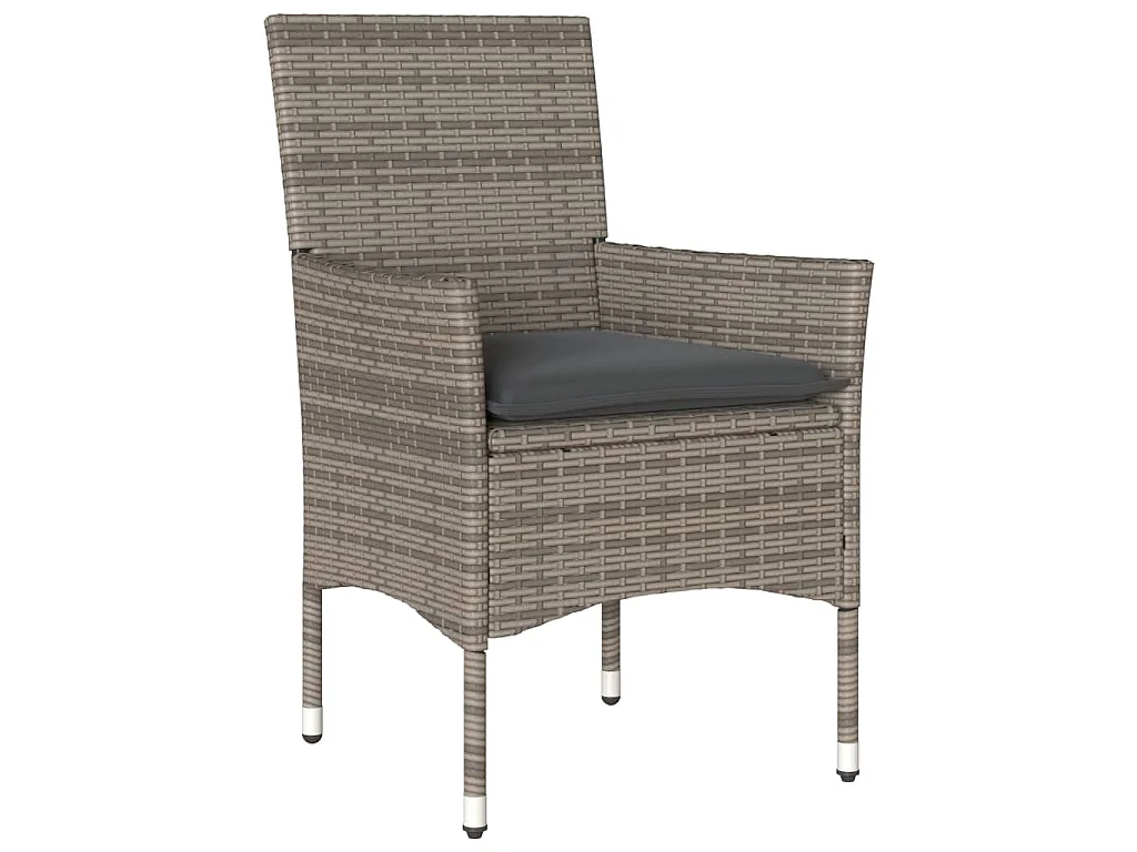 Gartenstühle mit Kissen 2 Stk. Grau Poly Rattan