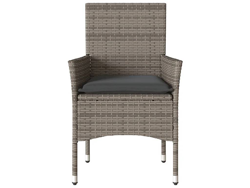 Gartenstühle mit Kissen 2 Stk. Grau Poly Rattan
