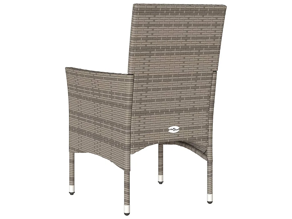 Gartenstühle mit Kissen 2 Stk. Grau Poly Rattan