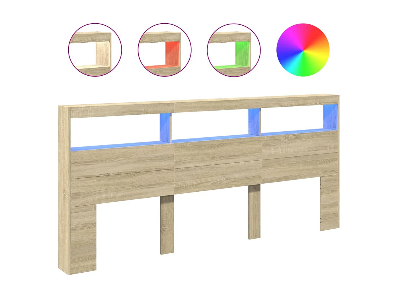 LED-Kopfteil mit Ablagen Sonoma-Eiche 220x17x102 cm