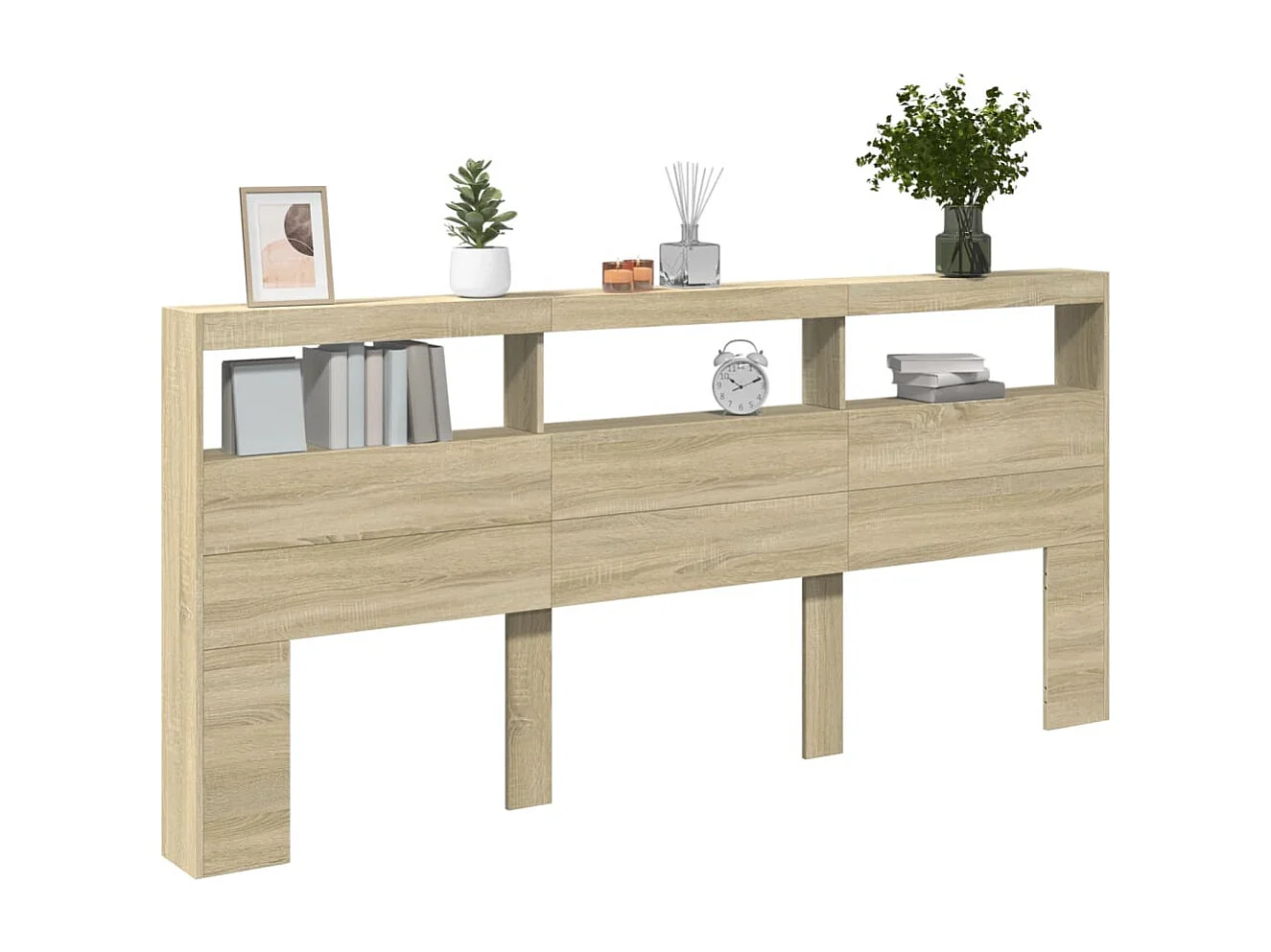 LED-Kopfteil mit Ablagen Sonoma-Eiche 220x17x102 cm